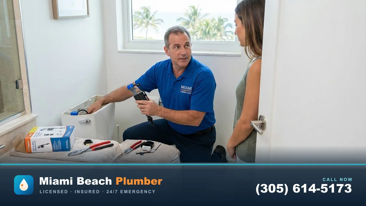 How do I replace a toilet fill valve and stop a running toilet? in Miami by Miami Beach Plumber — call (305) 614-5173