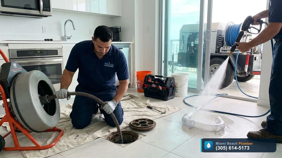 Hydro-Jetting vs. Drain Snaking, Drain Cleaning in Miami by Miami Beach Plumber, call (305) 614-5173