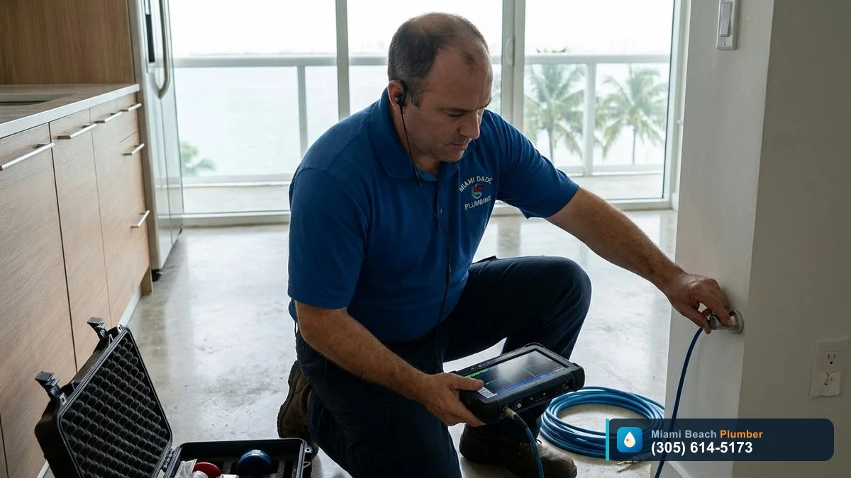 Non-Invasive Electronic Leak Detection, Leak Detection in Miami by Miami Beach Plumber, call (305) 614-5173