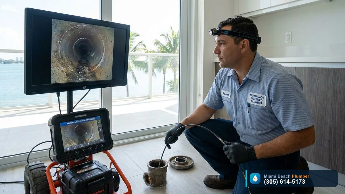 Sewer Camera Inspection & Video Pipe Inspection, Sewer Line Repair in Miami by Miami Beach Plumber, call (305) 614-5173